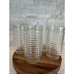 Anchor Hocking Ribbed Clear Iced Tea Tumbler Glass 6" - Set Of 2